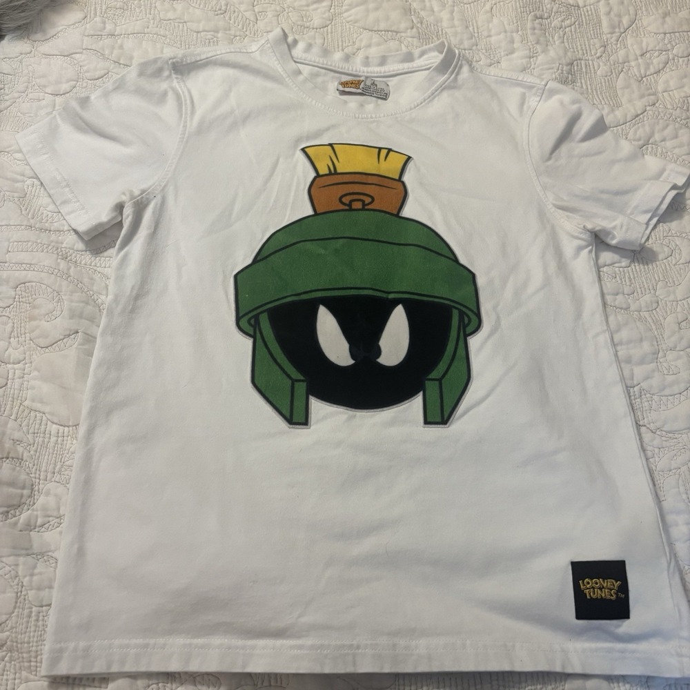 Looney Tunes Marvin, The Martian‎ Boys Large 14–16 White T With Raised Character